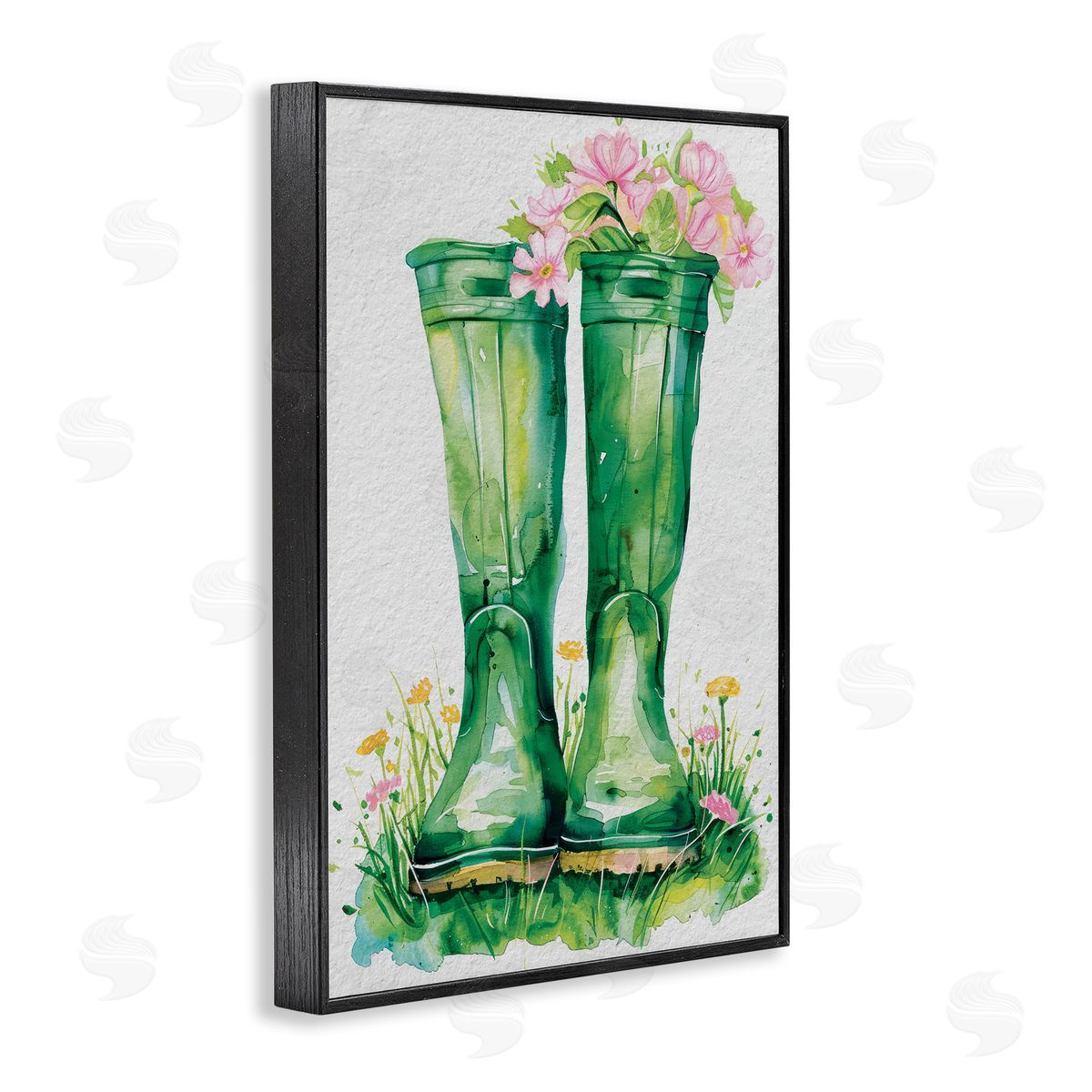 Daisy A. Spring Blooms Green Rainboots Canvas Wall Art Print