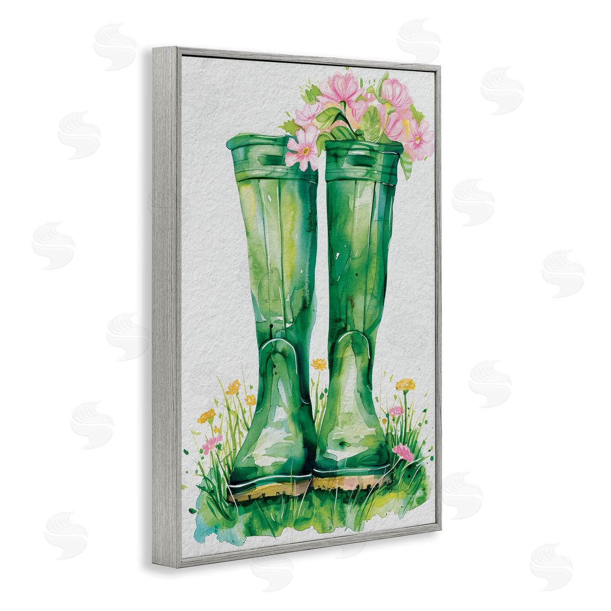 Daisy A. Spring Blooms Green Rainboots Canvas Wall Art Print