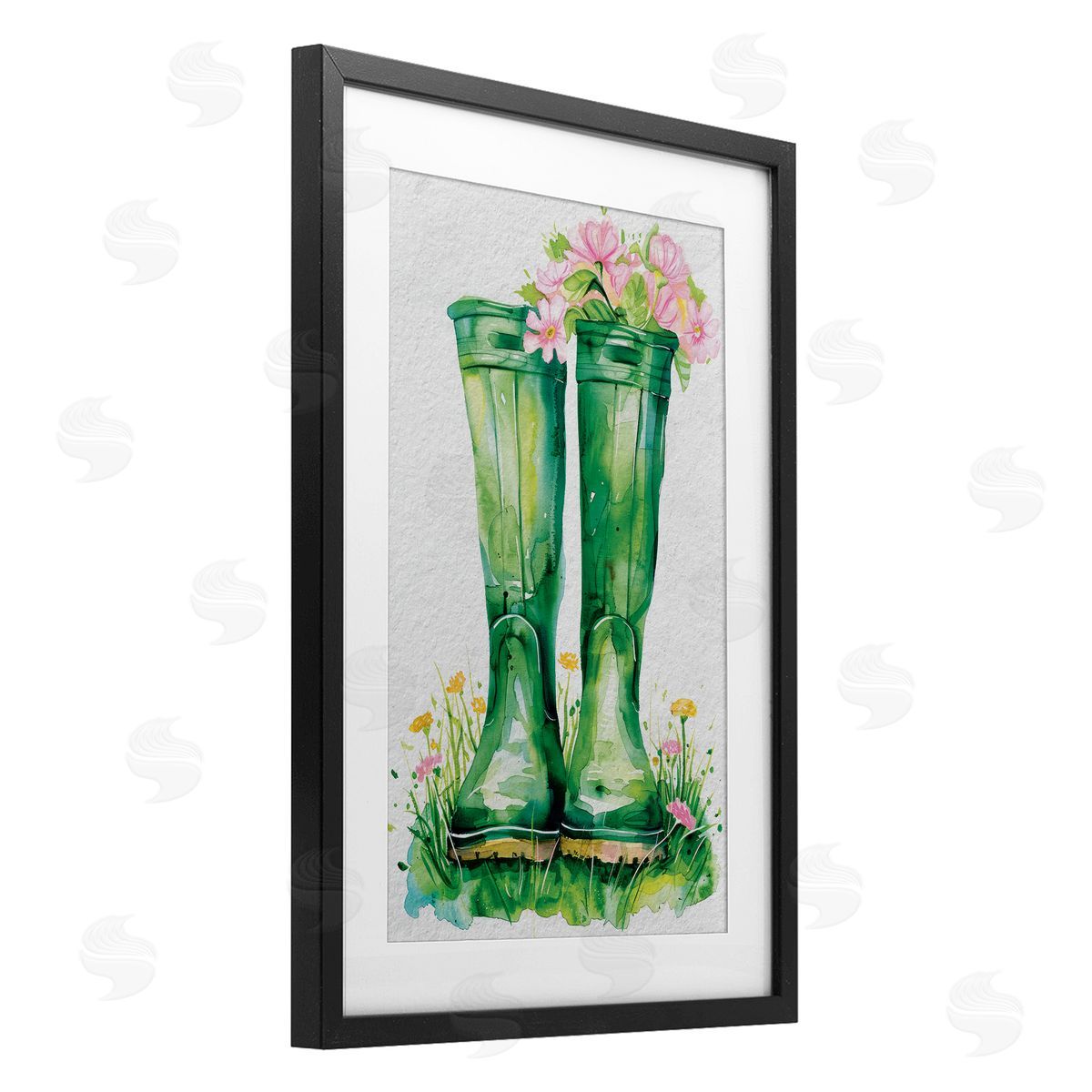 Daisy A. Spring Blooms Green Rainboots Canvas Wall Art Print