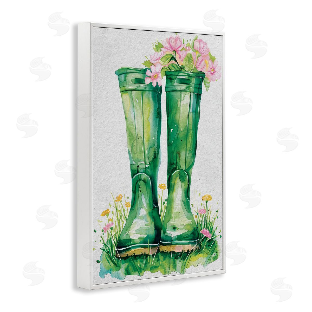 Daisy A. Spring Blooms Green Rainboots Canvas Wall Art Print