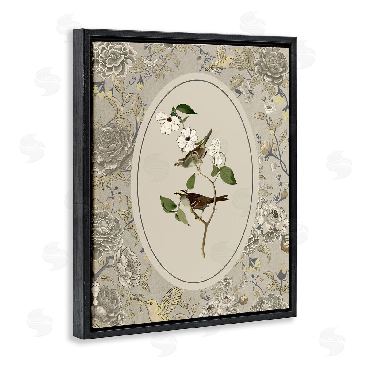 Radhika Modi Bird & Toile in Neutrals Canvas Wall Art Print