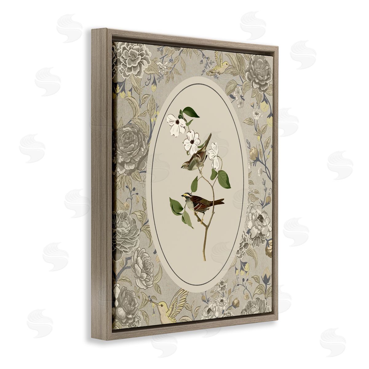 Radhika Modi Bird & Toile in Neutrals Canvas Wall Art Print