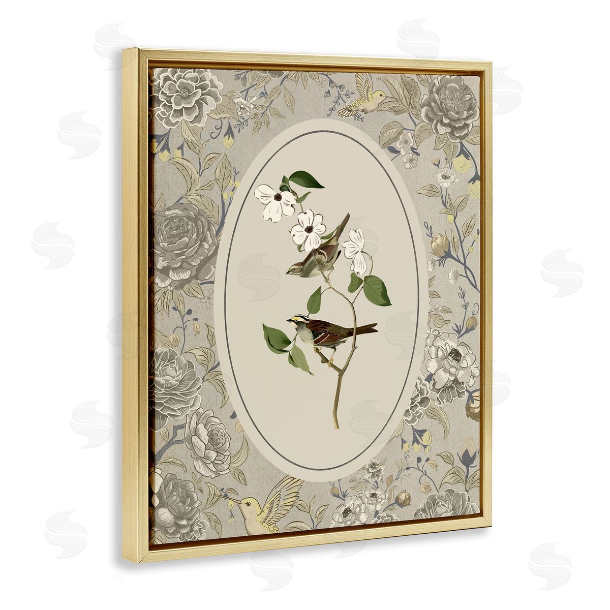 Radhika Modi Bird & Toile in Neutrals Canvas Wall Art Print