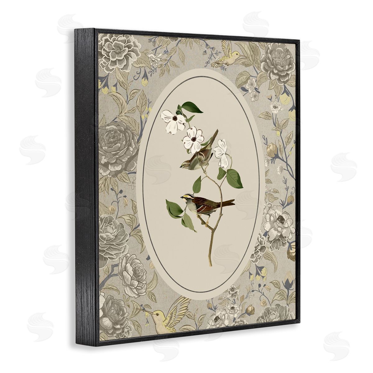 Radhika Modi Bird & Toile in Neutrals Canvas Wall Art Print