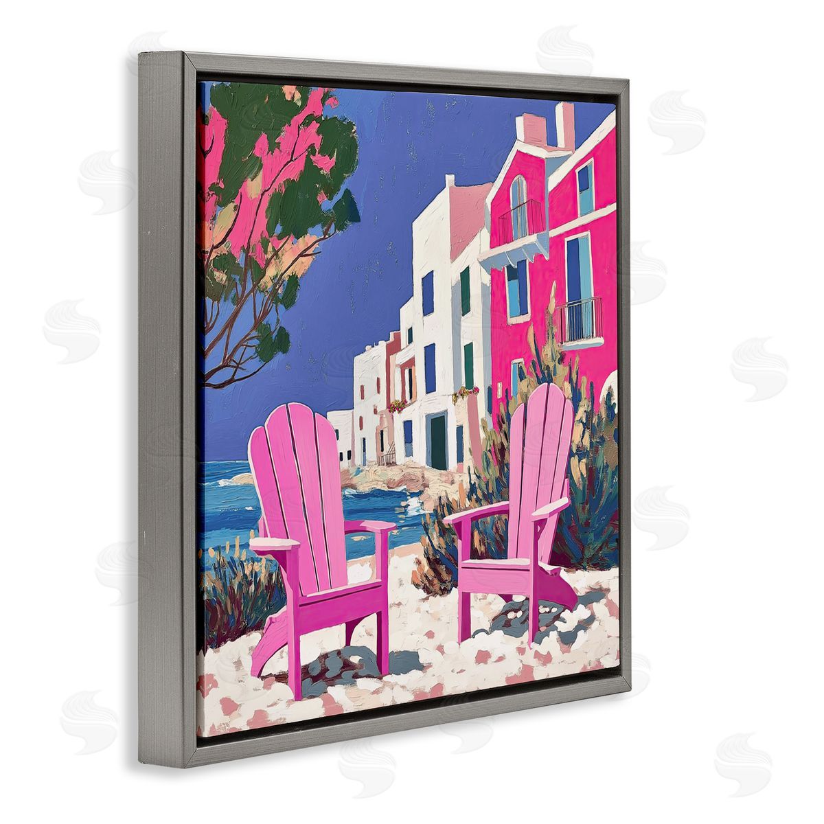 Annabelle Hall Beach Chair Meetup in Pink Canvas Wall Art Print