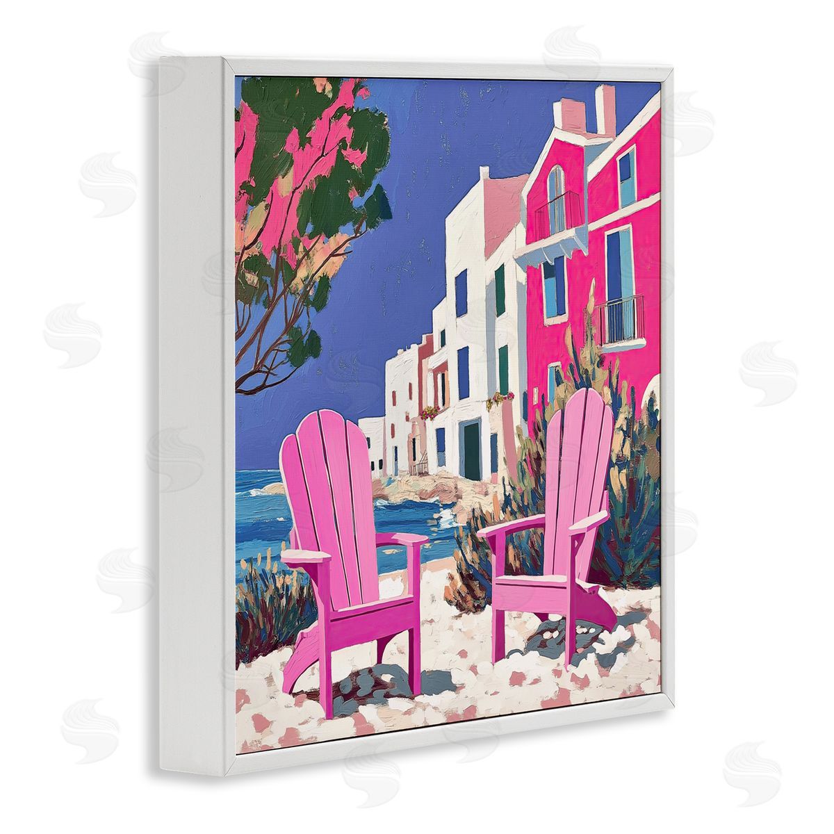 Annabelle Hall Beach Chair Meetup in Pink Canvas Wall Art Print