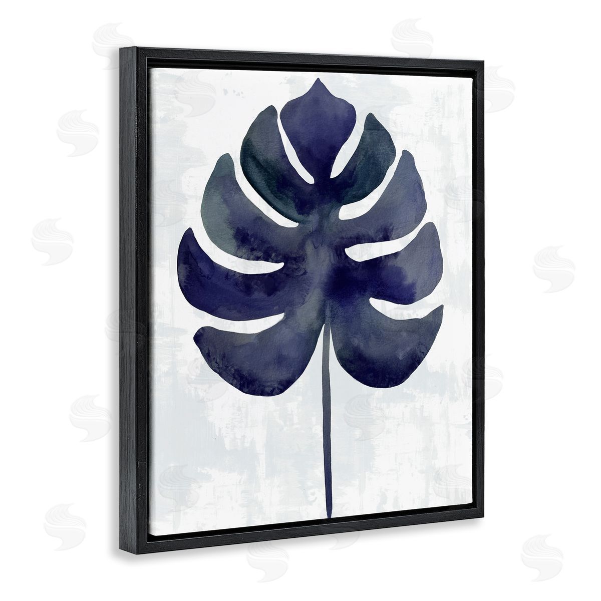 Christie Adams Navy Monstera Leaf Silhouette Canvas Wall Art Print