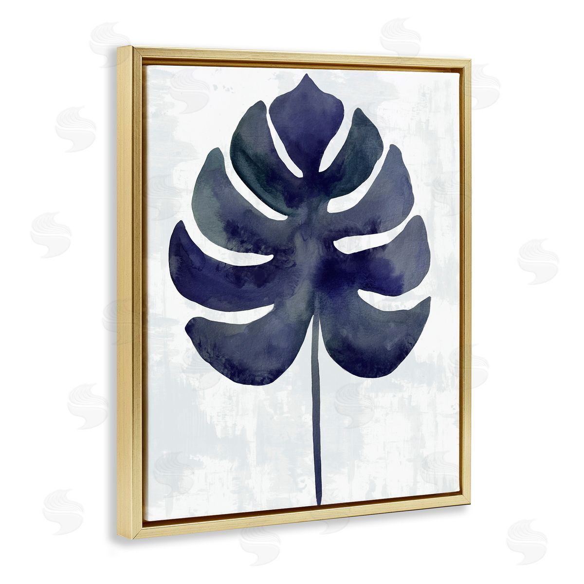 Christie Adams Navy Monstera Leaf Silhouette Canvas Wall Art Print
