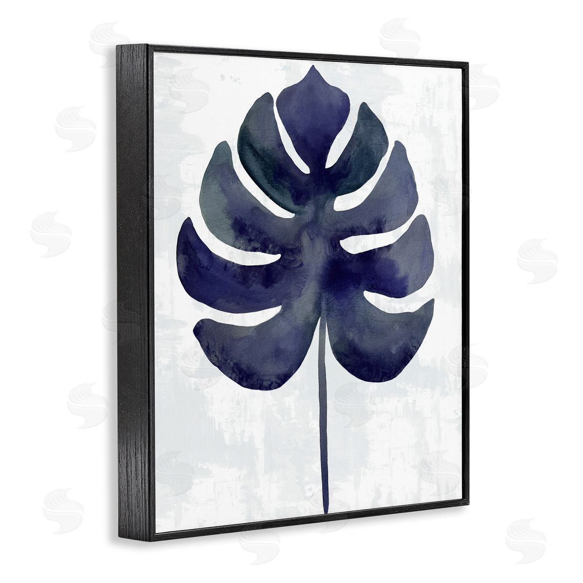 Christie Adams Navy Monstera Leaf Silhouette Canvas Wall Art Print