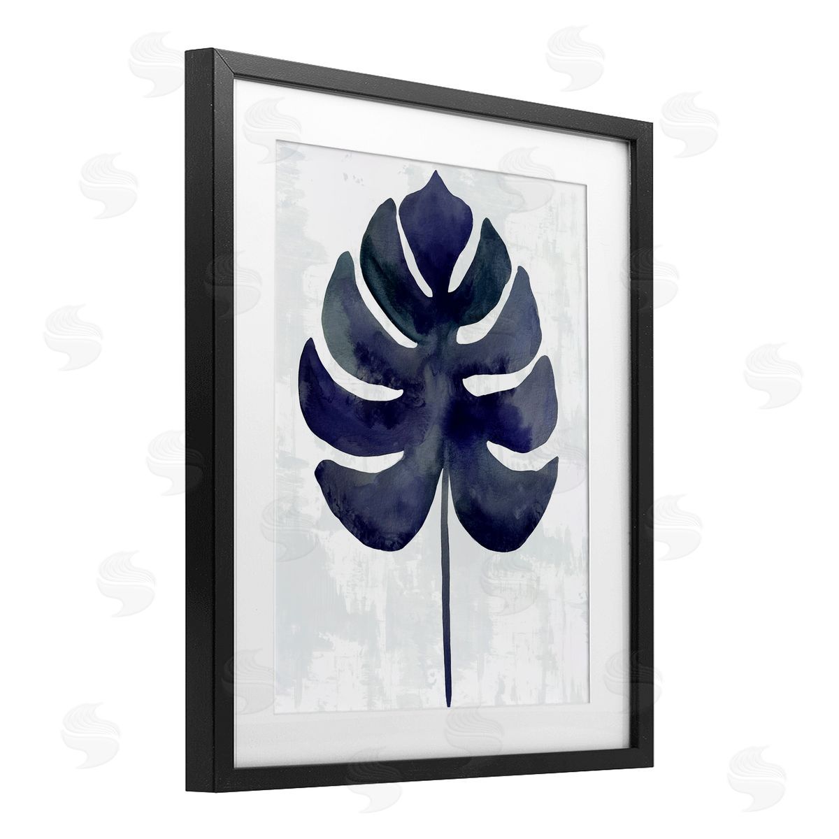 Christie Adams Navy Monstera Leaf Silhouette Canvas Wall Art Print