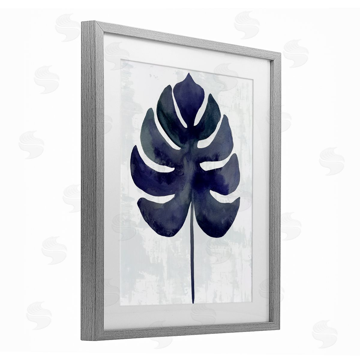 Christie Adams Navy Monstera Leaf Silhouette Canvas Wall Art Print