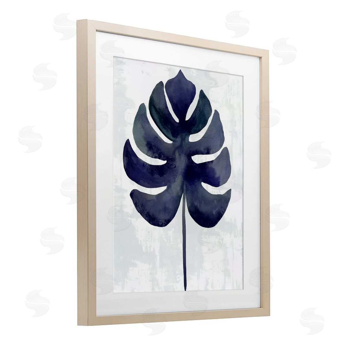 Christie Adams Navy Monstera Leaf Silhouette Canvas Wall Art Print