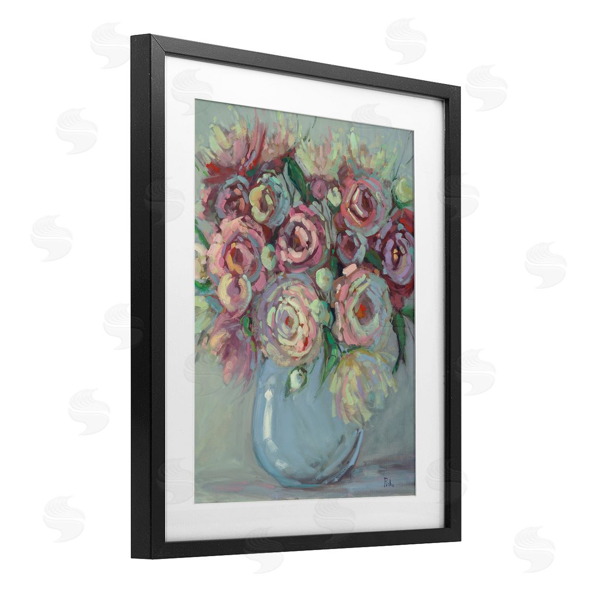 Vanessa Piche Peony Blue Vase Bouquet Canvas Wall Art Print