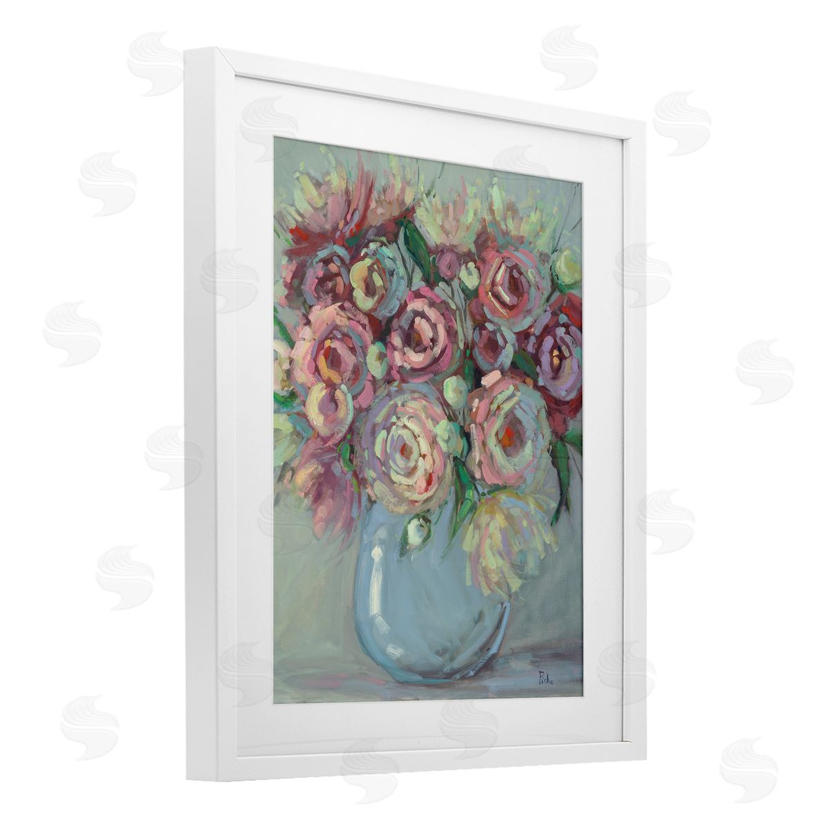 Vanessa Piche Peony Blue Vase Bouquet Canvas Wall Art Print