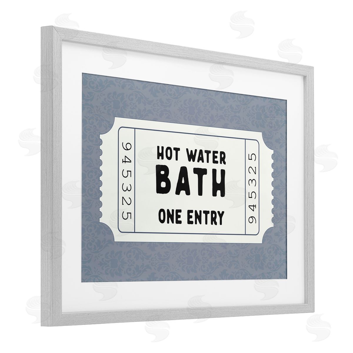 Lettered and Lined Retro Bathroom Ticket Canvas Wall Art Print