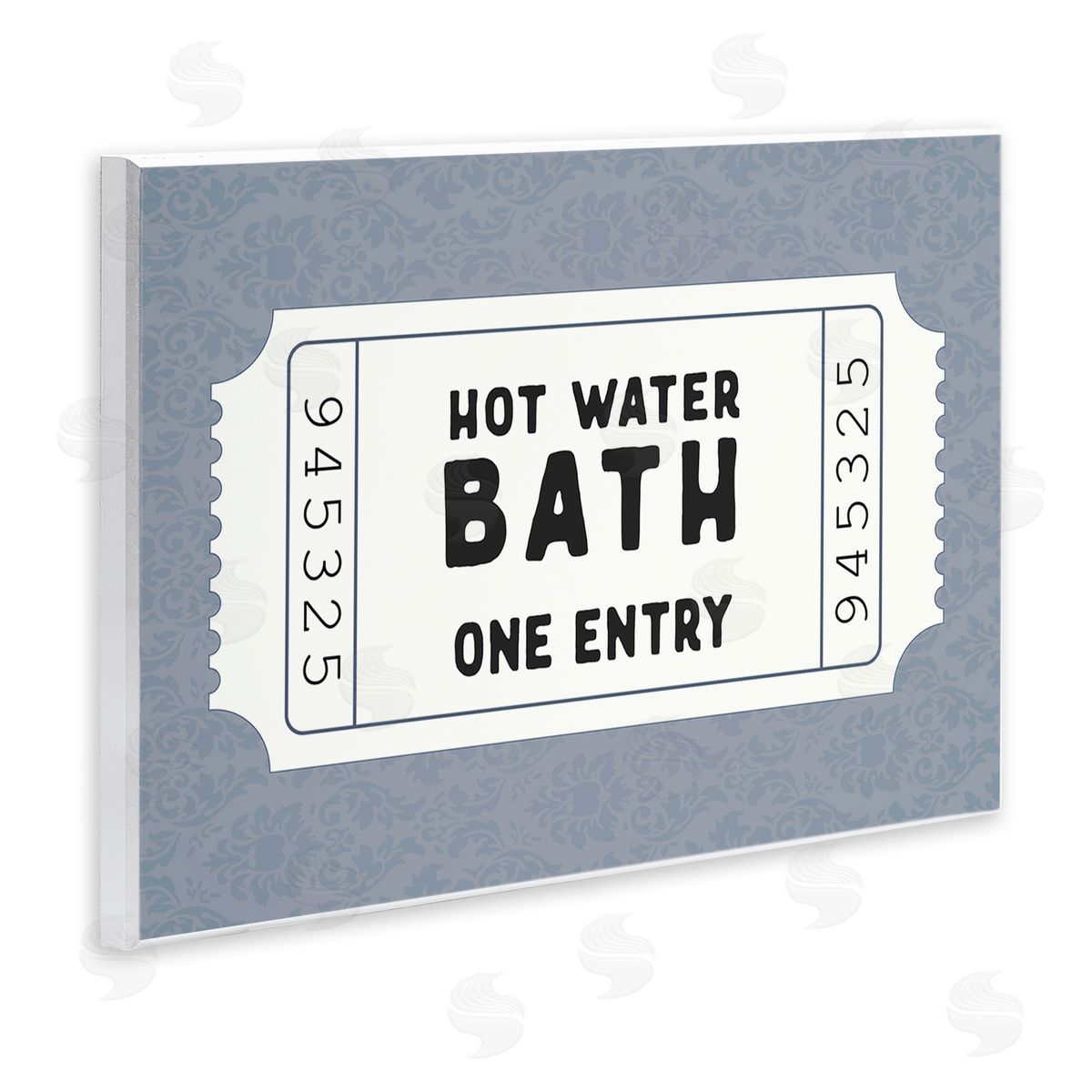 Lettered and Lined Retro Bathroom Ticket Canvas Wall Art Print