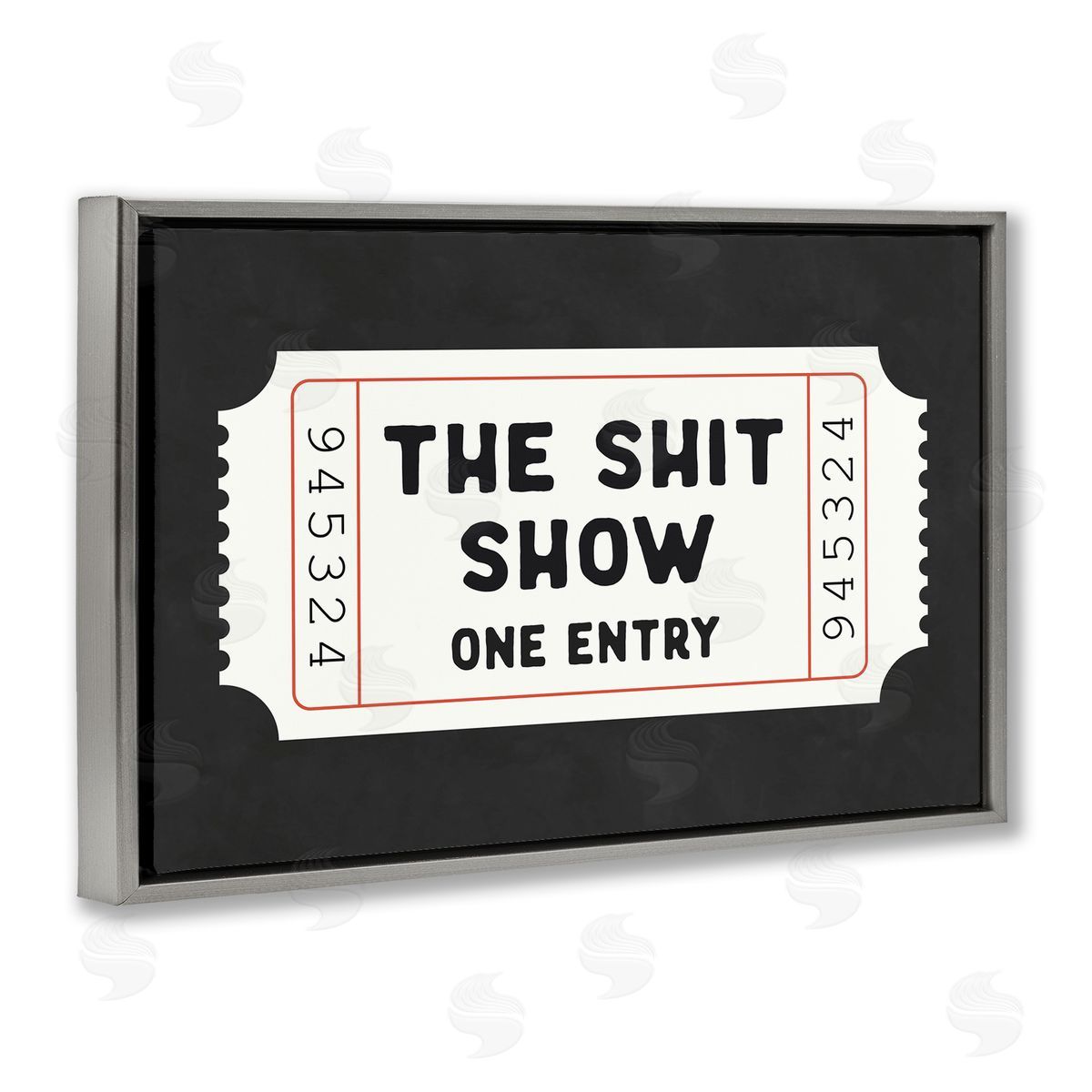 Lettered and Lined Funny Bathroom Ticket Canvas Wall Art Print