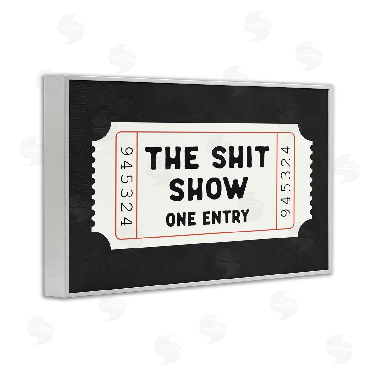Lettered and Lined Funny Bathroom Ticket Canvas Wall Art Print