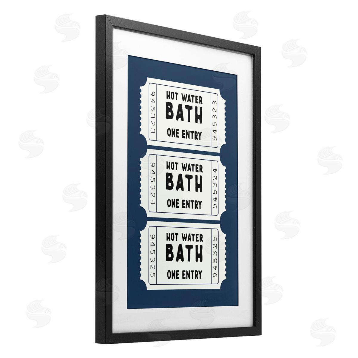 Lettered and Lined Navy Bath Ticket Stubs Canvas Wall Art Print