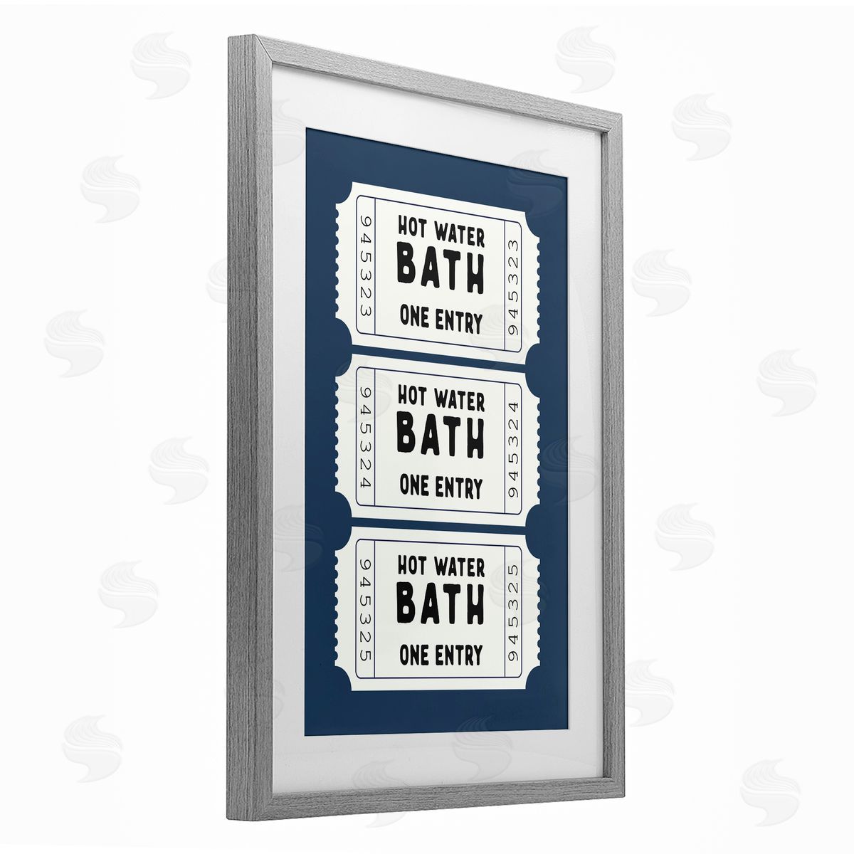 Lettered and Lined Navy Bath Ticket Stubs Canvas Wall Art Print