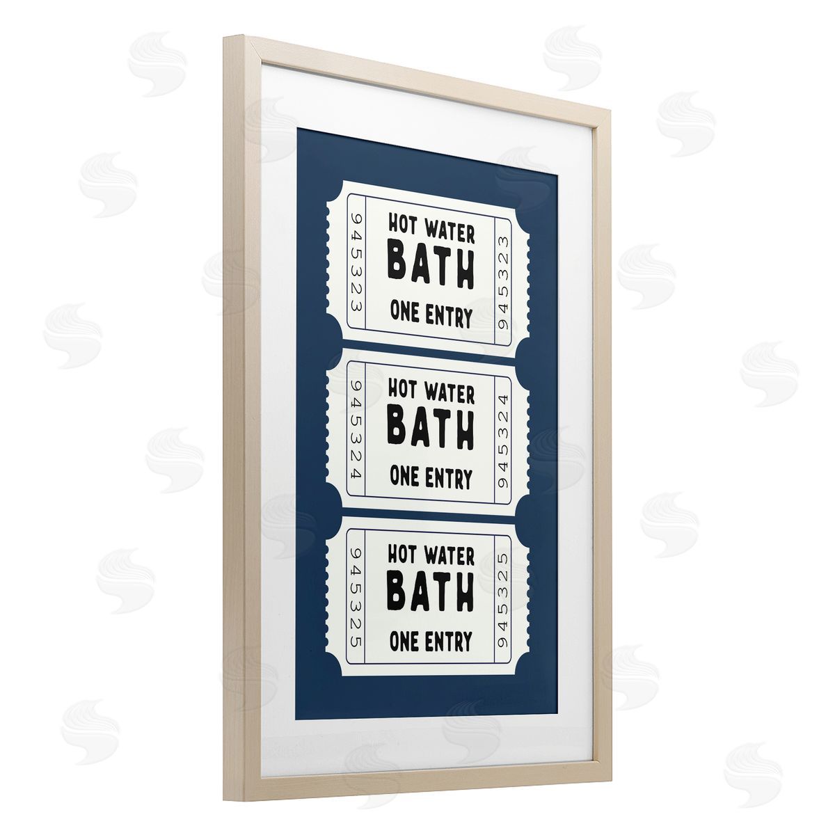 Lettered and Lined Navy Bath Ticket Stubs Canvas Wall Art Print