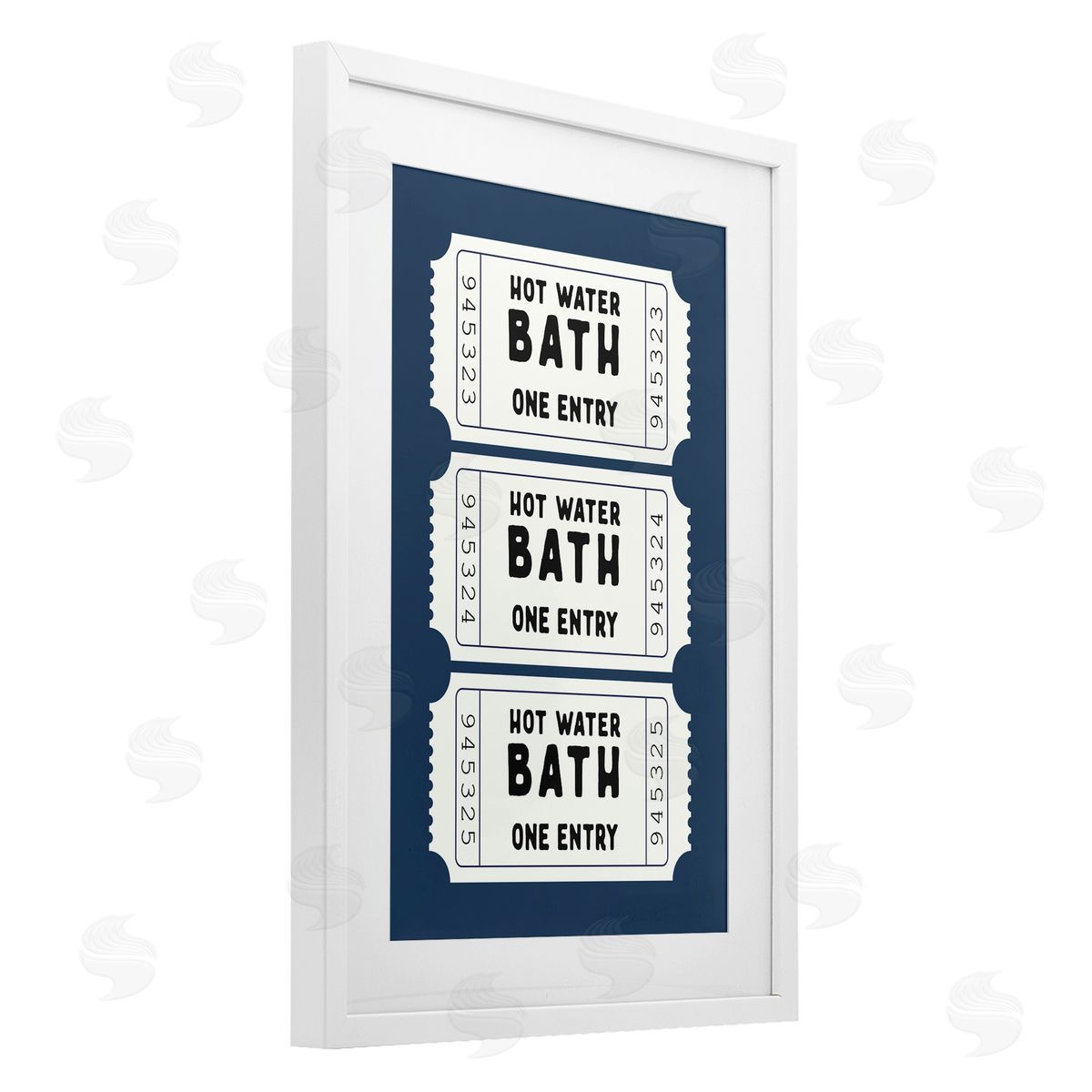 Lettered and Lined Navy Bath Ticket Stubs Canvas Wall Art Print