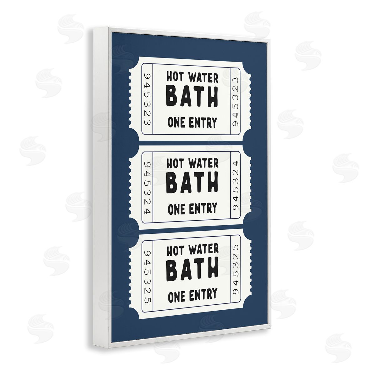 Lettered and Lined Navy Bath Ticket Stubs Canvas Wall Art Print