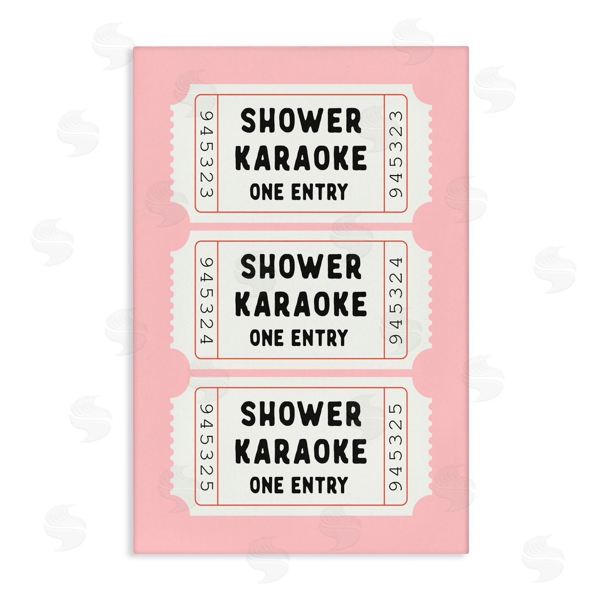 Lettered and Lined Pink Shower Karaoke Tickets Canvas Wall Art Print
