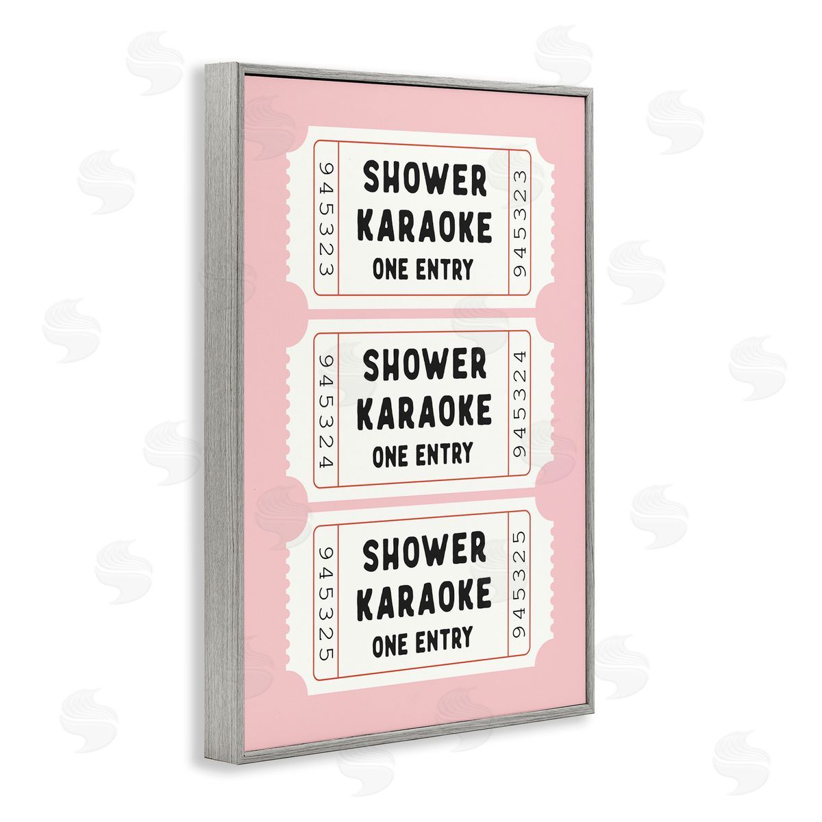 Lettered and Lined Pink Shower Karaoke Tickets Canvas Wall Art Print