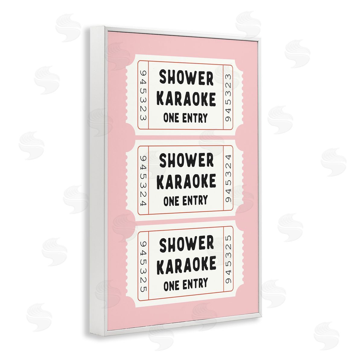 Lettered and Lined Pink Shower Karaoke Tickets Canvas Wall Art Print