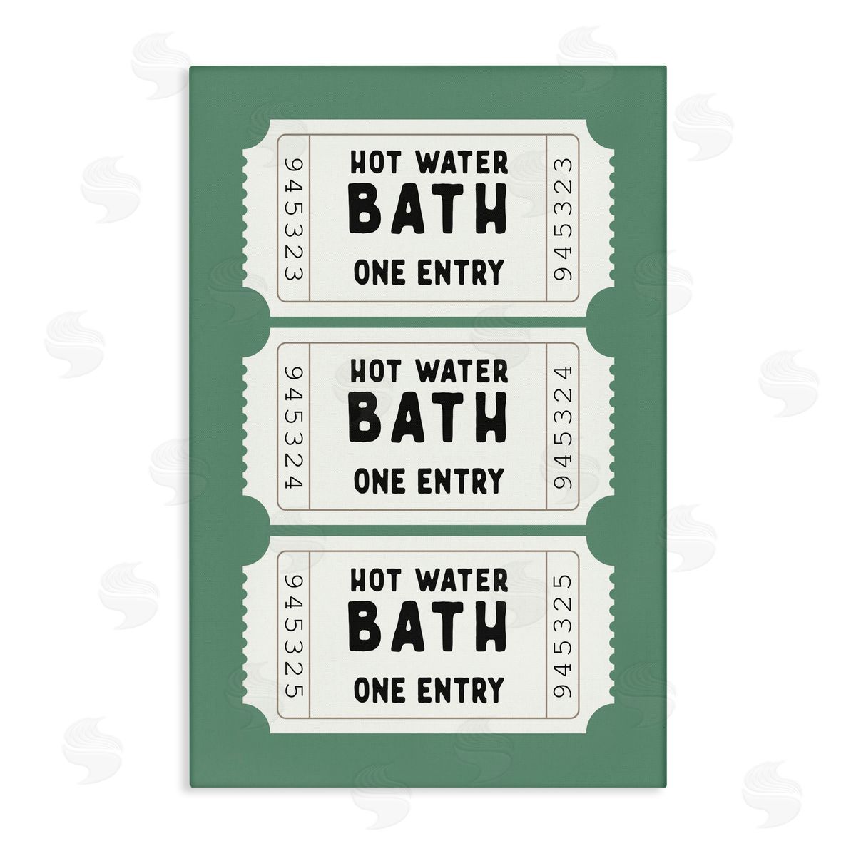 Lettered and Lined Hot Water Bath Ticket Canvas Wall Art Print