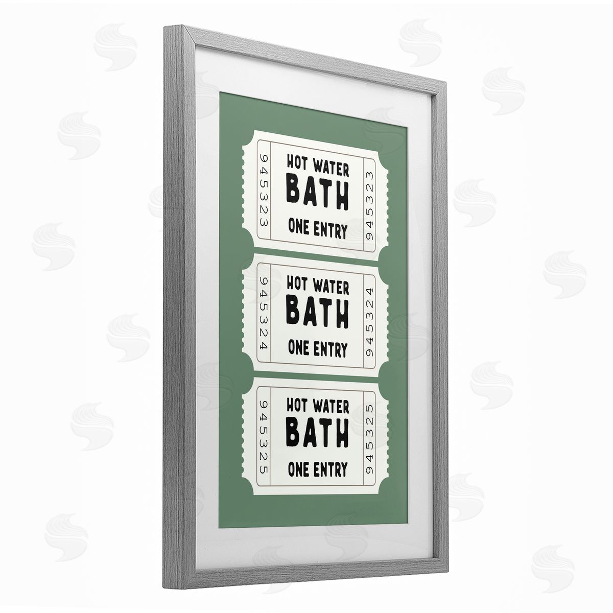 Lettered and Lined Hot Water Bath Ticket Canvas Wall Art Print