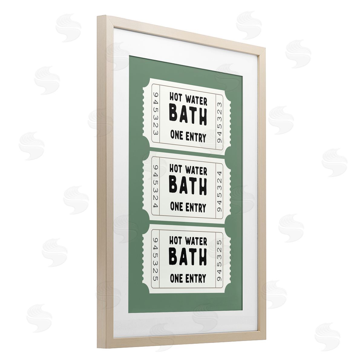 Lettered and Lined Hot Water Bath Ticket Canvas Wall Art Print