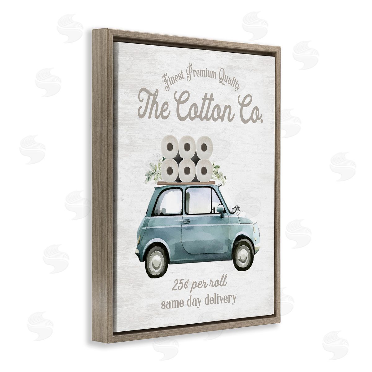 Lettered and Lined Cotton Toilet Paper Delivery Canvas Wall Art Print