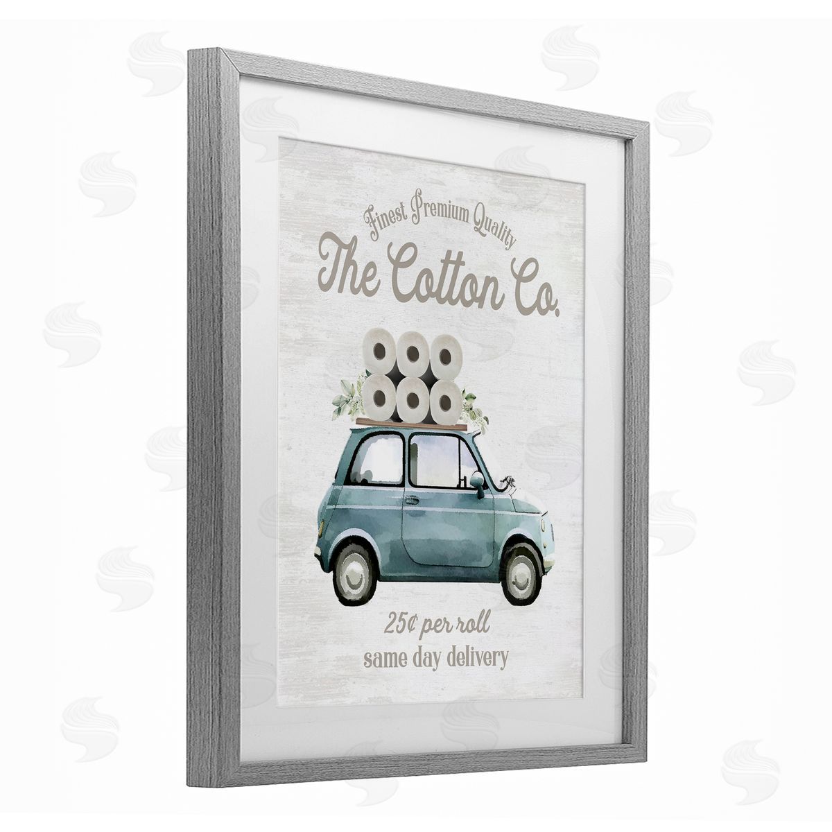 Lettered and Lined Cotton Toilet Paper Delivery Canvas Wall Art Print