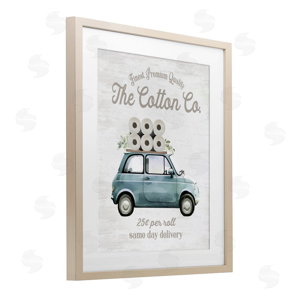 Lettered and Lined Cotton Toilet Paper Delivery Canvas Wall Art Print