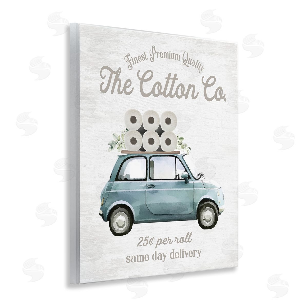 Lettered and Lined Cotton Toilet Paper Delivery Canvas Wall Art Print