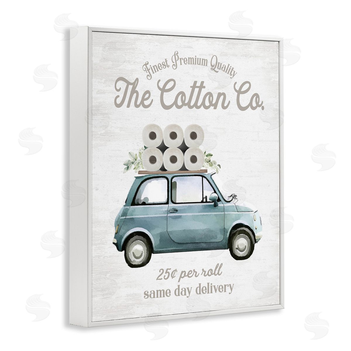 Lettered and Lined Cotton Toilet Paper Delivery Canvas Wall Art Print