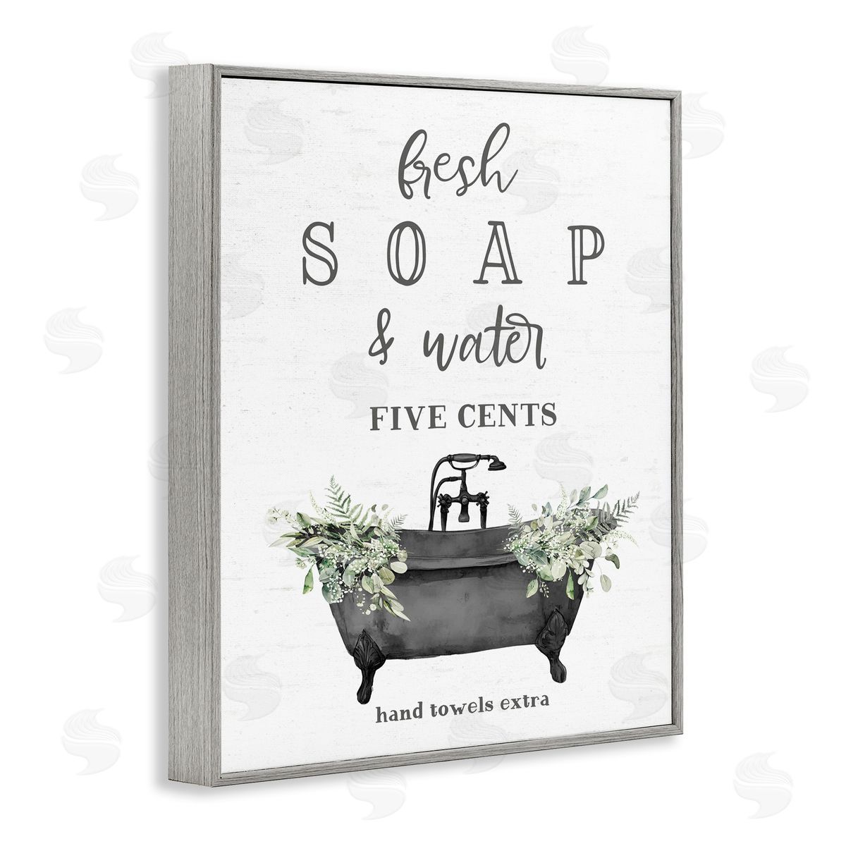 Lettered and Lined Fresh Soap & Water Bath Canvas Wall Art Print
