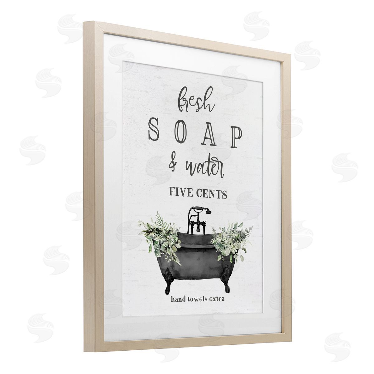 Lettered and Lined Fresh Soap & Water Bath Canvas Wall Art Print