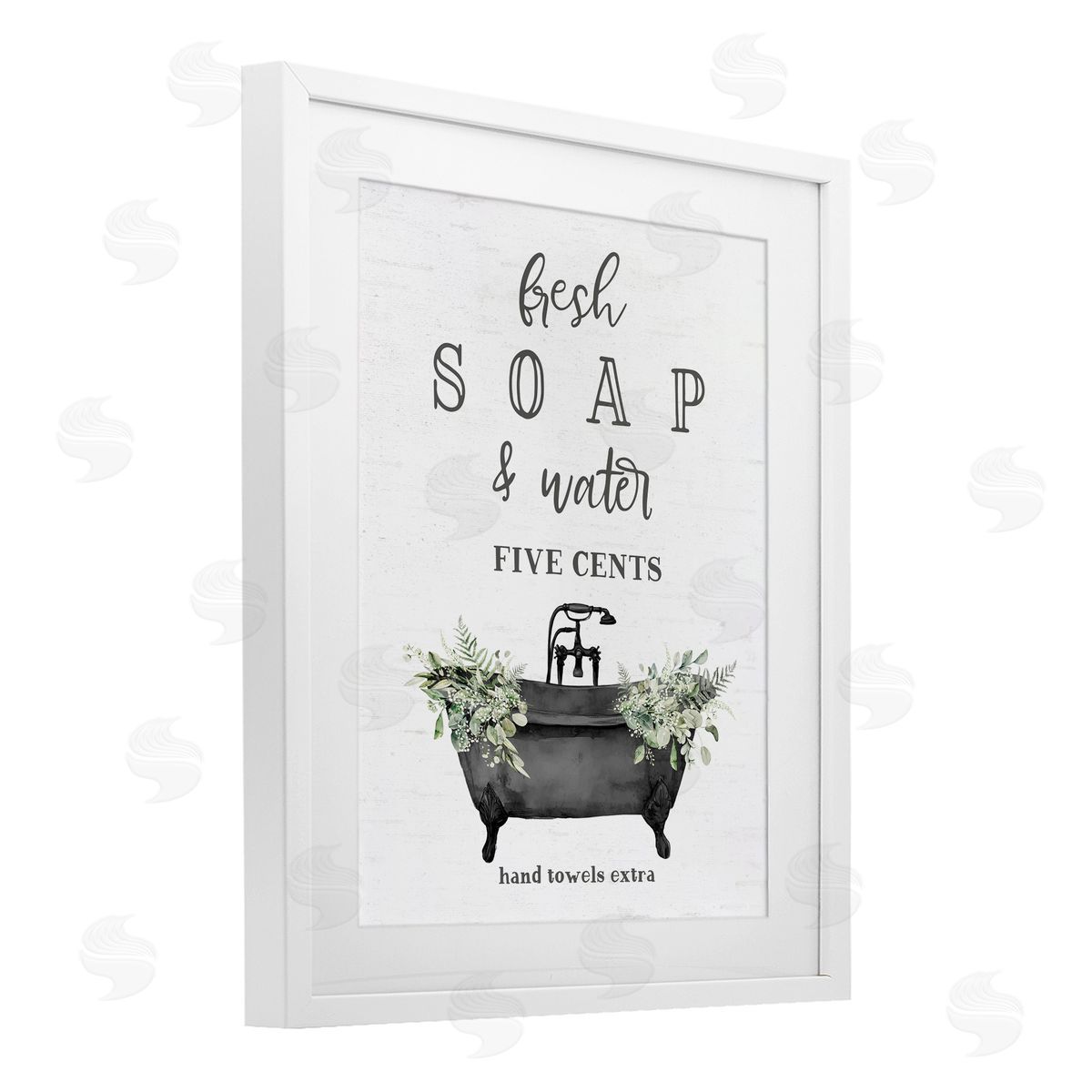 Lettered and Lined Fresh Soap & Water Bath Canvas Wall Art Print