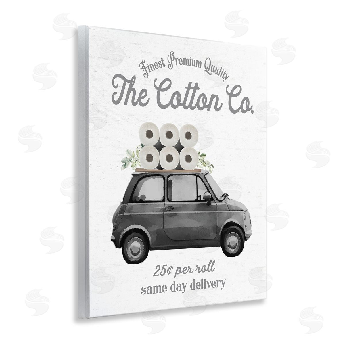Lettered and Lined Cotton Co Toilet Paper Delivery Canvas Wall Art Print