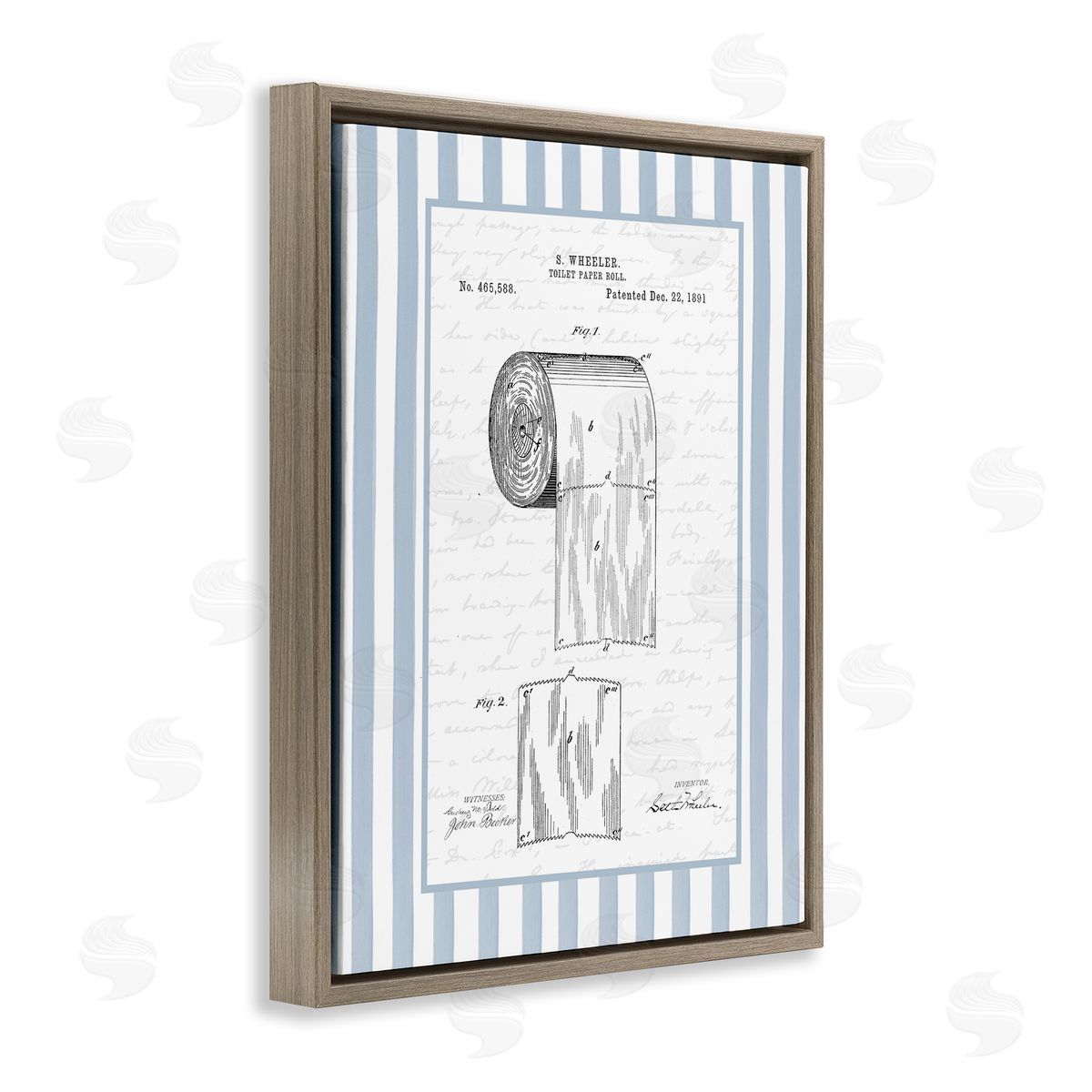 Lettered and Lined Vintage Patent Toilet Paper Canvas Wall Art Print