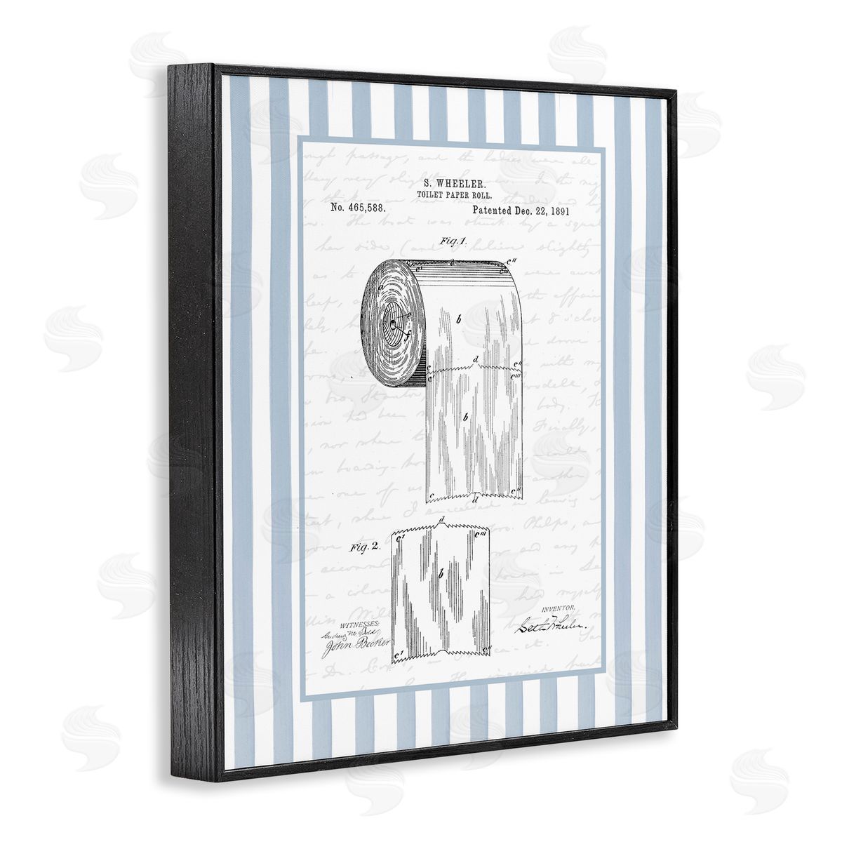Lettered and Lined Vintage Patent Toilet Paper Canvas Wall Art Print