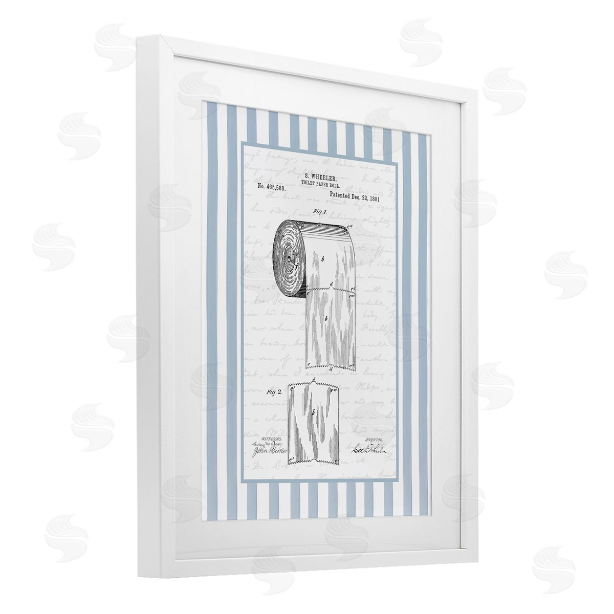 Lettered and Lined Vintage Patent Toilet Paper Canvas Wall Art Print