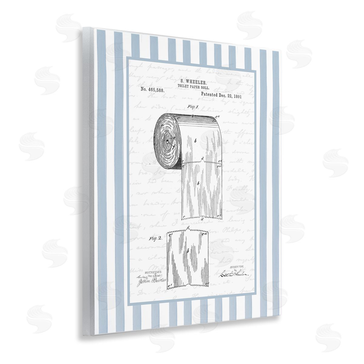 Lettered and Lined Vintage Patent Toilet Paper Canvas Wall Art Print