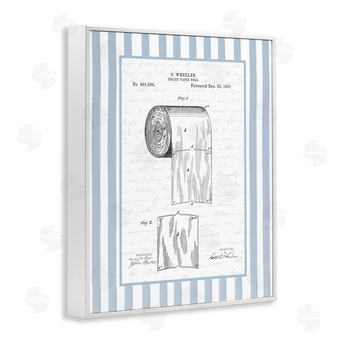 Lettered and Lined Vintage Patent Toilet Paper Canvas Wall Art Print