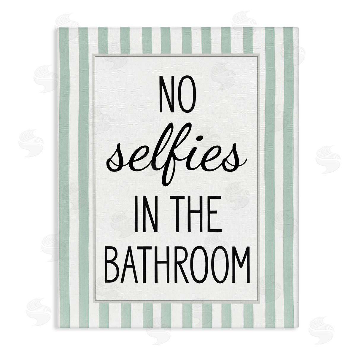 Lettered and Lined No Selfies In Bathroom Canvas Wall Art Print