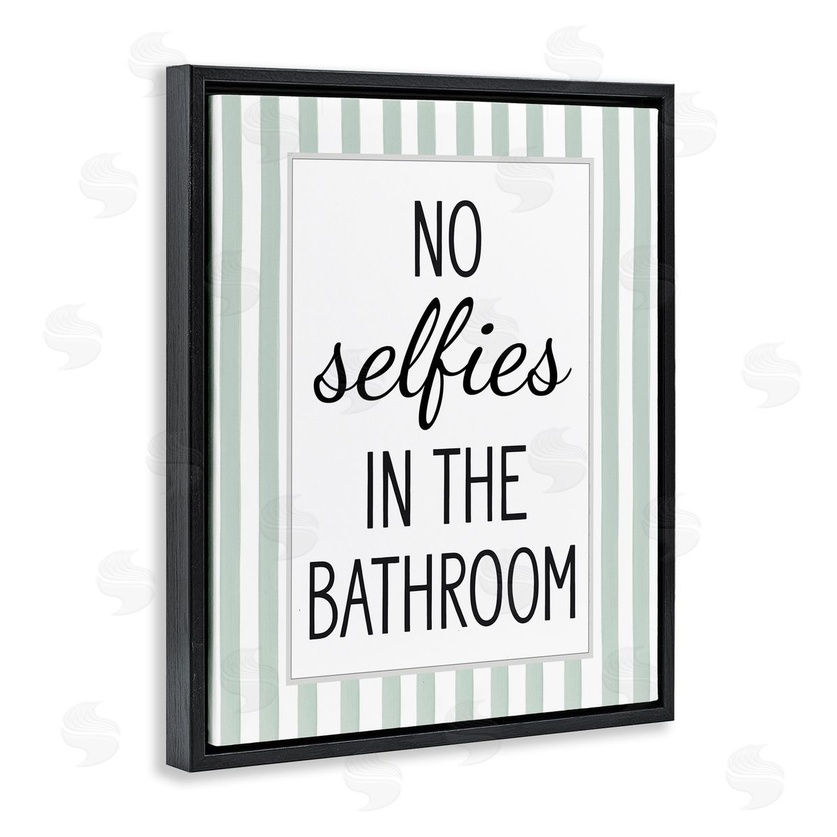Lettered and Lined No Selfies In Bathroom Canvas Wall Art Print