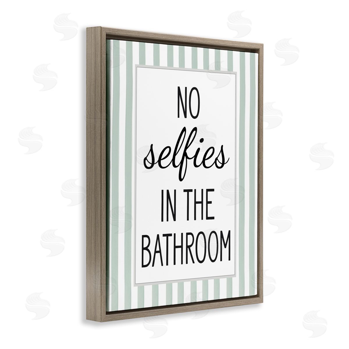 Lettered and Lined No Selfies In Bathroom Canvas Wall Art Print